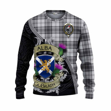 Glen Tartan Family Crest Knitted Sweater Lion Rampant Royal Thistle Shield Celtic Inspired
