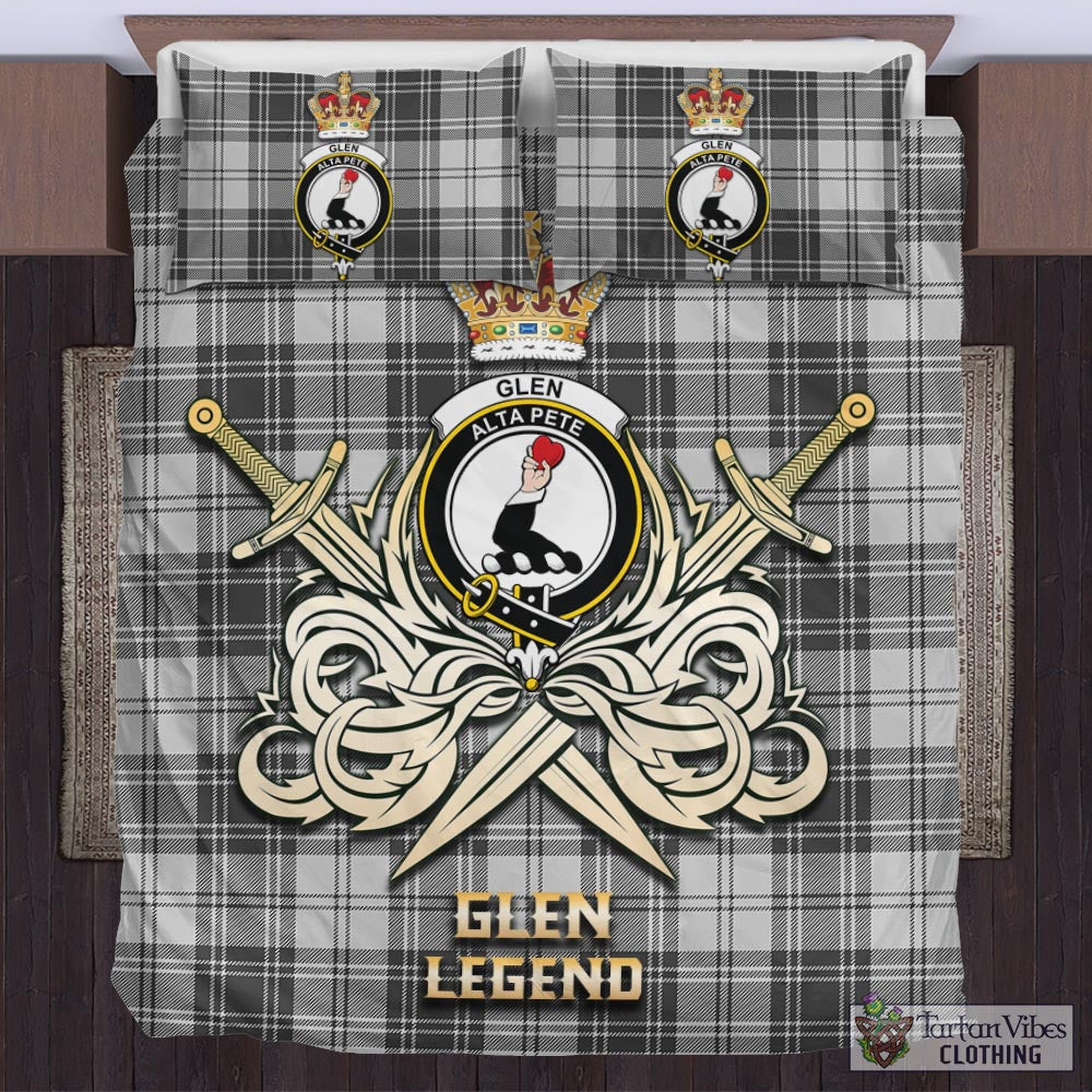 Tartan Vibes Clothing Glen Tartan Bedding Set with Clan Crest and the Golden Sword of Courageous Legacy