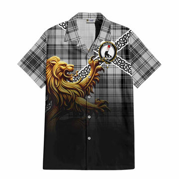 Glen Crest Tartan Hawaiian Shirt with Golden Lion Emblem Celtic Style