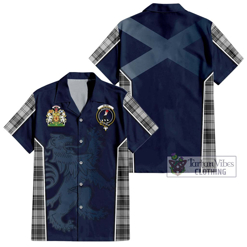Glen Tartan Short Sleeve Button Shirt with Family Crest and Lion Rampant Vibes Sport Style Kid - Tartan Vibes Clothing