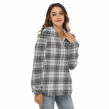 Glen Tartan Women's Borg Fleece Hoodie with Half Zip