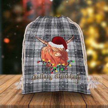 Tartan Vibes Clothing Glen Tartan Christmas Santa's Bag with Highland Cow