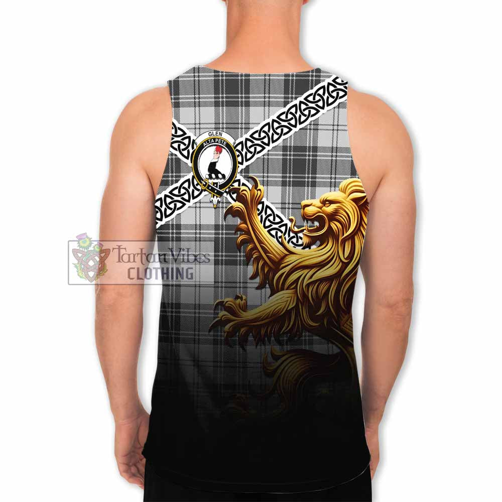 Tartan Vibes Clothing Glen Crest Tartan Men's Tank Top with Golden Lion Emblem Celtic Style