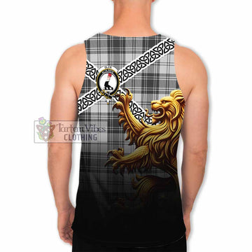 Glen Crest Tartan Men's Tank Top with Golden Lion Emblem Celtic Style