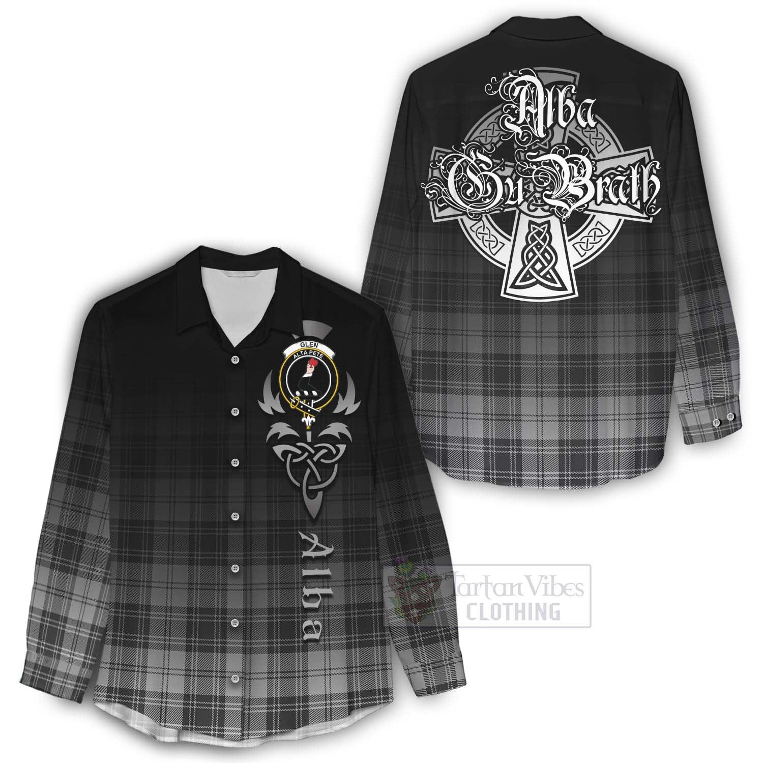 Tartan Vibes Clothing Glen Tartan Women's Casual Shirt Featuring Alba Gu Brath Family Crest Celtic Inspired