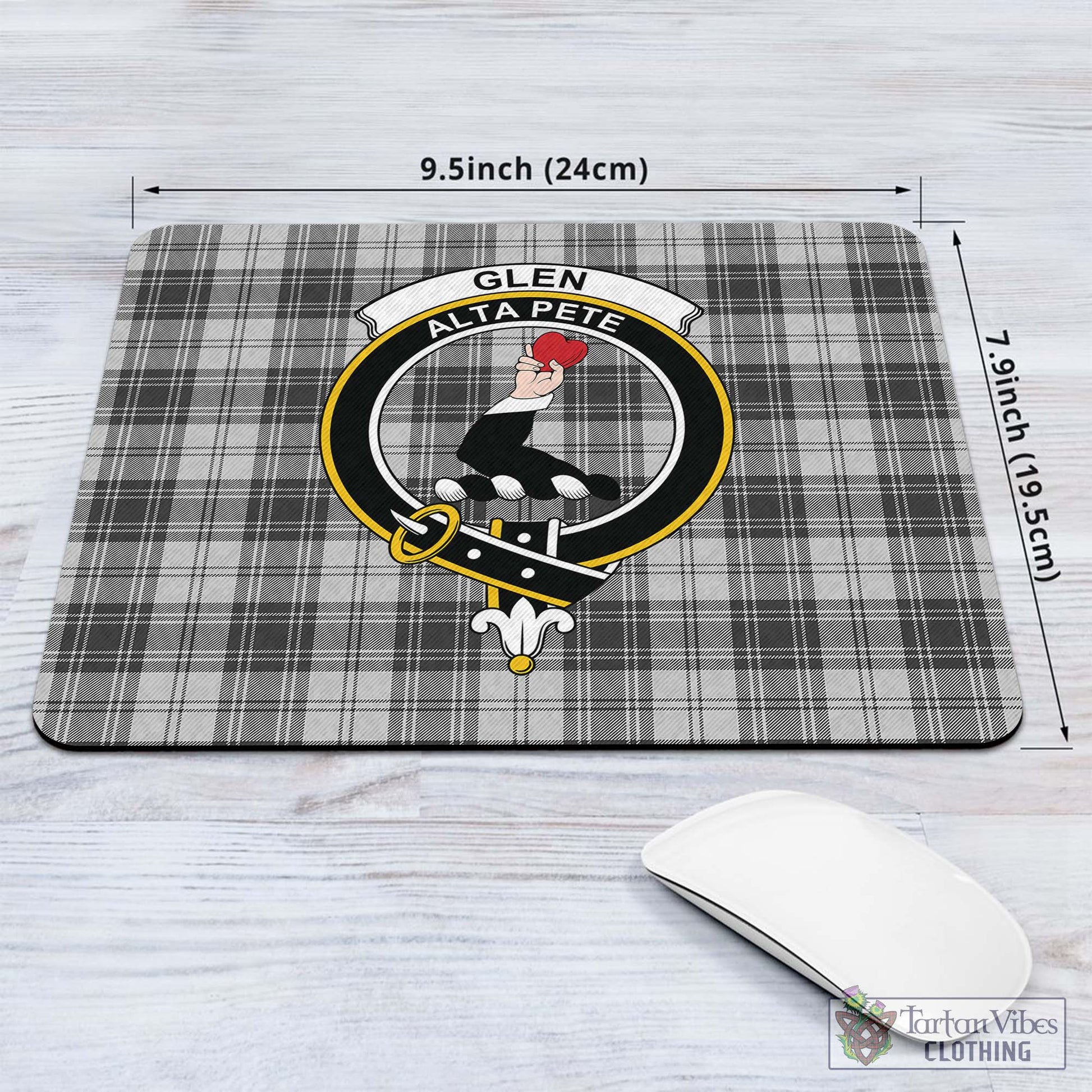 Tartan Vibes Clothing Glen Tartan Mouse Pad with Family Crest