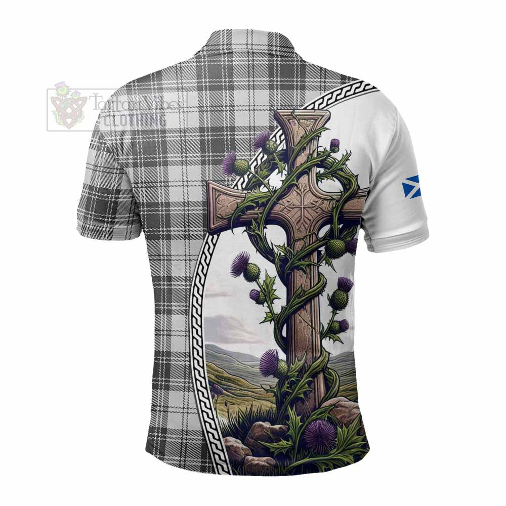 Tartan Vibes Clothing Glen Tartan Polo Shirt with Family Crest and St. Andrew's Cross Accented by Thistle Vines