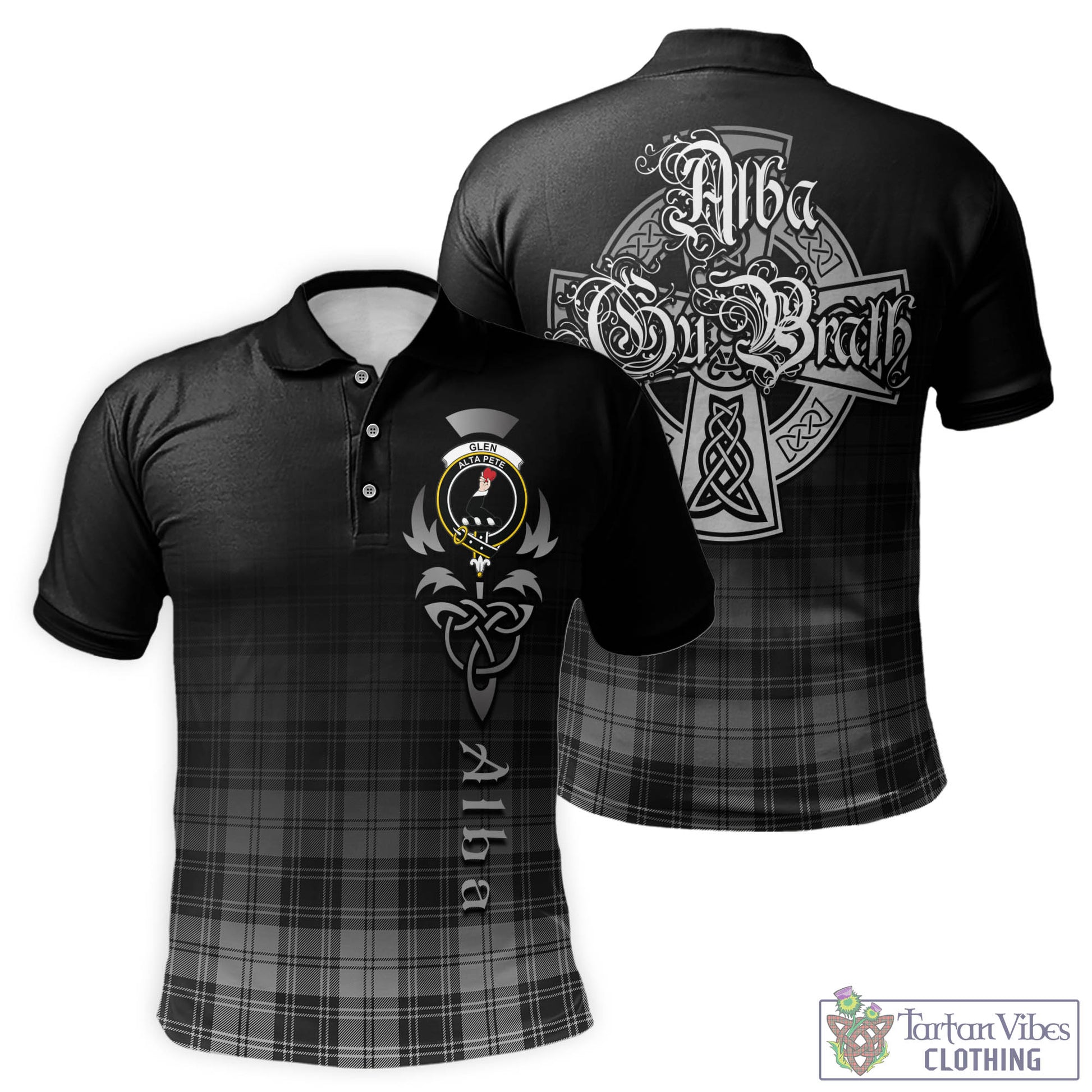 Tartan Vibes Clothing Glen Tartan Polo Shirt Featuring Alba Gu Brath Family Crest Celtic Inspired