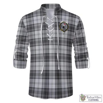 Glen Tartan Men's Scottish Traditional Jacobite Ghillie Kilt Shirt with Family Crest