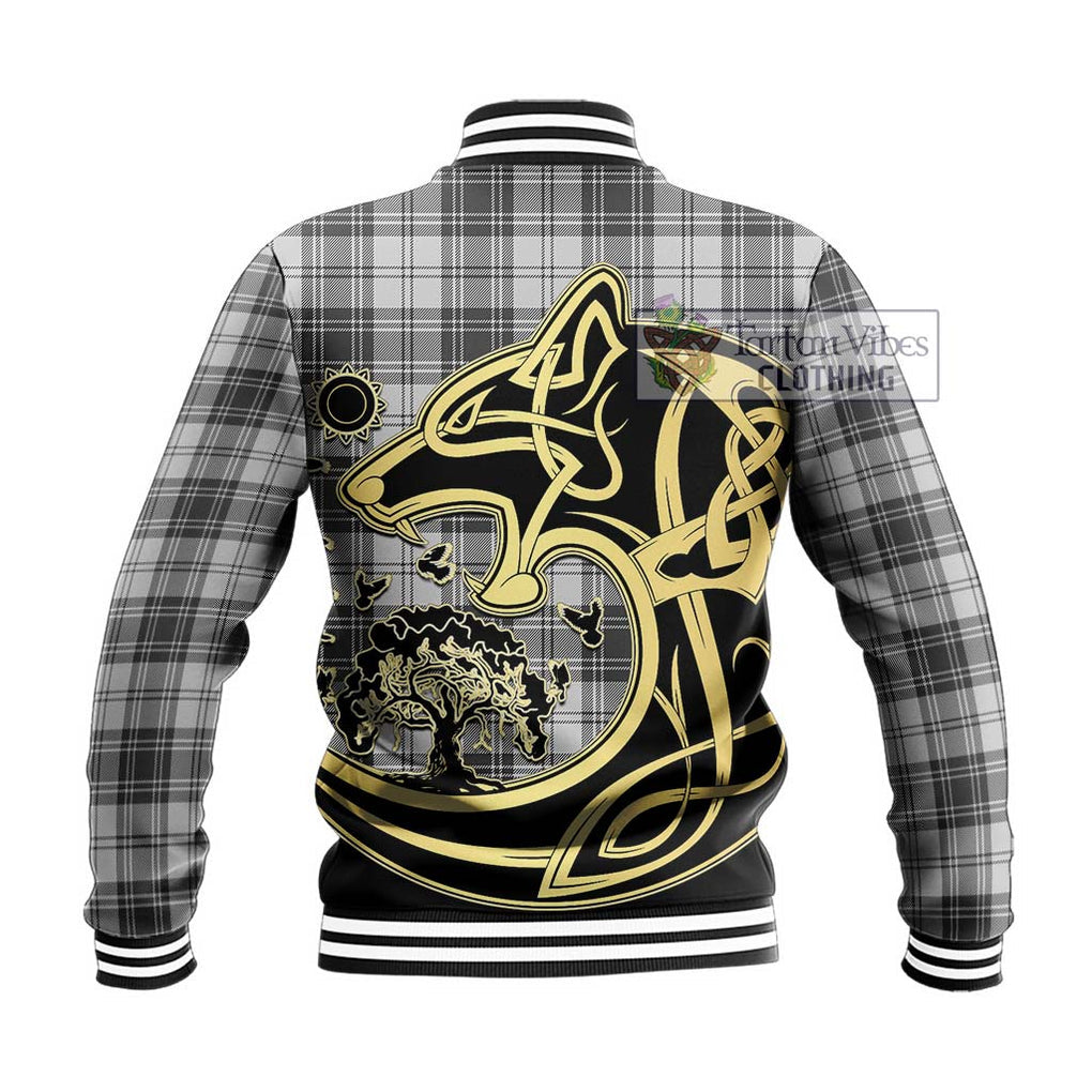 Glen Tartan Baseball Jacket with Family Crest Celtic Wolf Style - Tartan Vibes Clothing