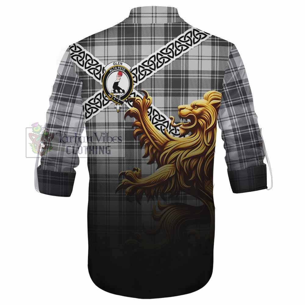 Tartan Vibes Clothing Glen Crest Tartan Ghillie Kilt Shirt with Golden Lion Emblem Celtic Style