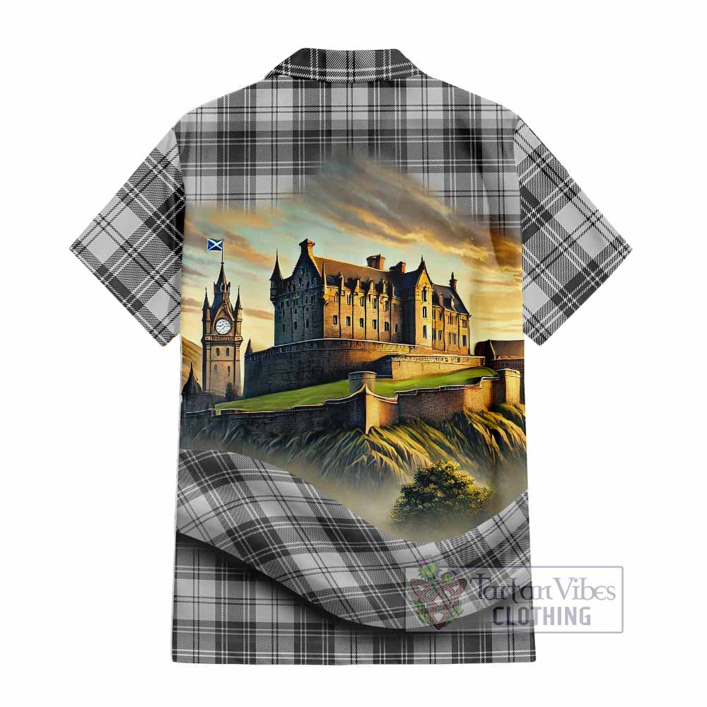 Tartan Vibes Clothing Glen Tartan Family Crest Short Sleeve Button Shirt with Scottish Ancient Castle Style
