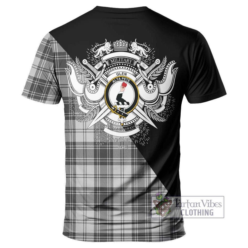 Glen Tartan T-Shirt with Family Crest and Military Logo Style - Tartanvibesclothing Shop