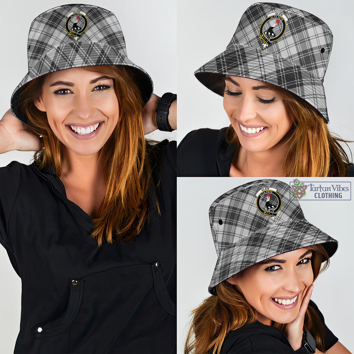Tartan Vibes Clothing Glen Tartan Bucket Hat with Family Crest