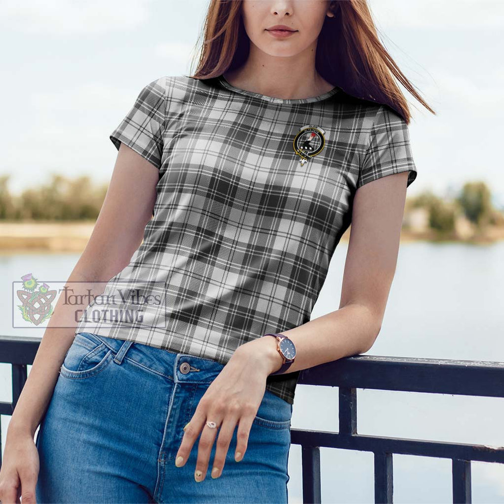 Glen Tartan Cotton T-Shirt with Family Crest Women's Shirt - Tartanvibesclothing Shop
