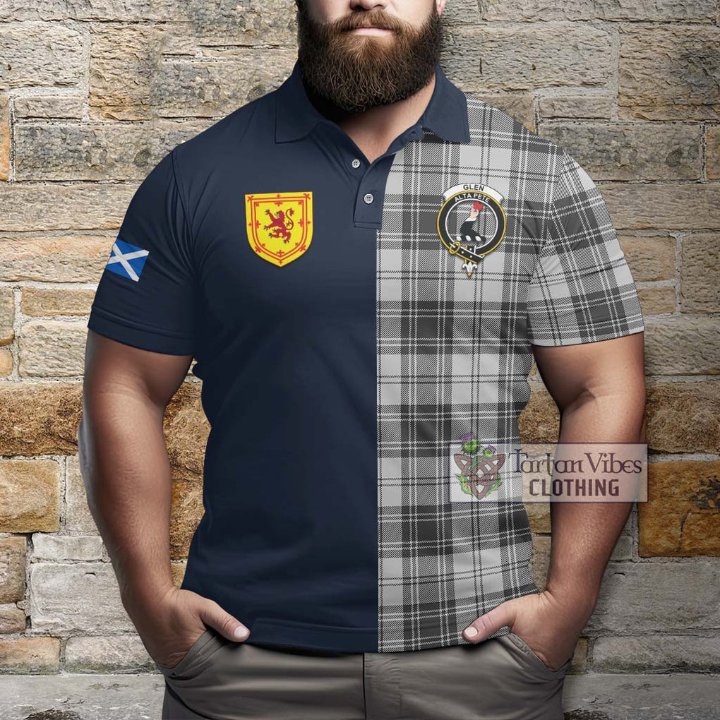 Glen Tartan Polo Shirt Alba with Scottish Lion Royal Arm Half Style - Tartan Vibes Clothing