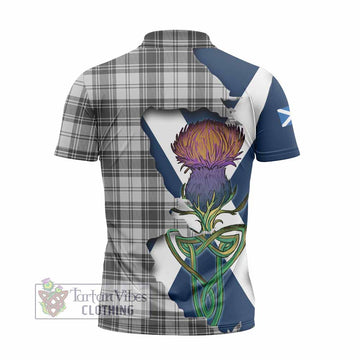 Glen Tartan Family Crest Zipper Polo Shirt Scottish Thistle Celtic Inspired