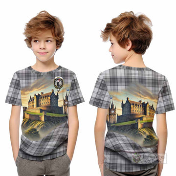 Glen Tartan Family Crest Kid T-Shirt with Scottish Ancient Castle Style