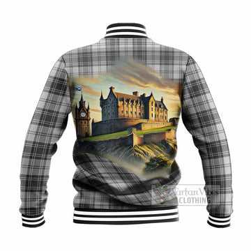 Glen Tartan Family Crest Baseball Jacket with Scottish Ancient Castle Style