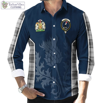 Tartan Vibes Clothing Glen Tartan Long Sleeve Button Up Shirt with Family Crest and Scottish Thistle Vibes Sport Style