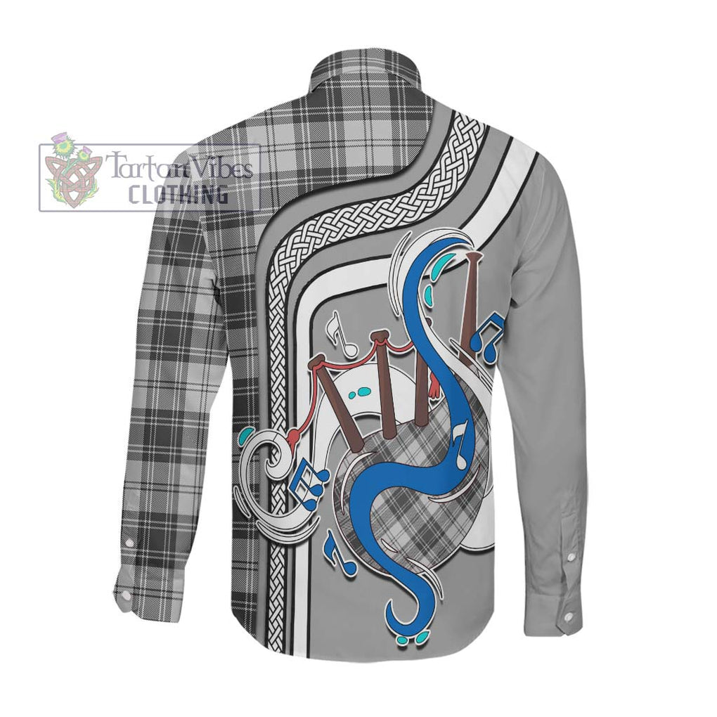 Glen Tartan Long Sleeve Button Shirt with Epic Bagpipe Style Men's Shirt - Tartanvibesclothing Shop