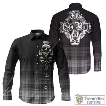 Tartan Vibes Clothing Glen Tartan Long Sleeve Button Up Featuring Alba Gu Brath Family Crest Celtic Inspired