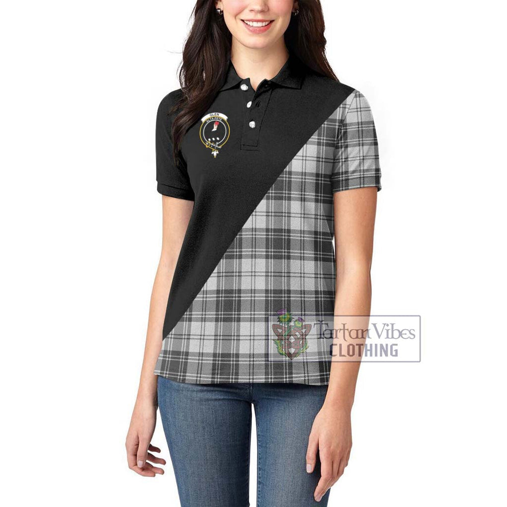 Glen Tartan Women's Polo Shirt with Family Crest and Military Logo Style - Tartanvibesclothing Shop