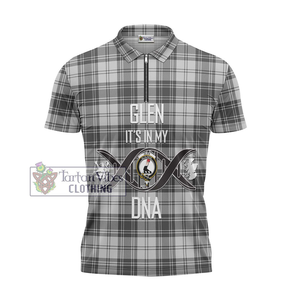 Glen Tartan Zipper Polo Shirt with Family Crest DNA In Me Style - Tartanvibesclothing Shop