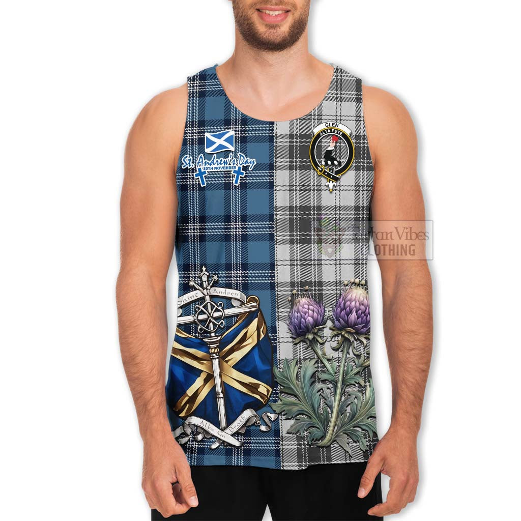 Tartan Vibes Clothing Glen Tartan Men's Tank Top Happy St. Andrew's Day Half Tartan Style