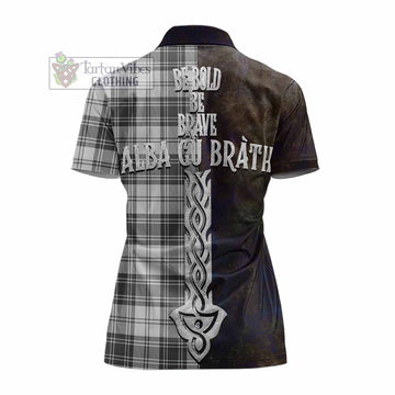 Glen Tartan Family Crest Women's Polo Shirt Alba Gu Brath Be Brave Lion Ancient Style