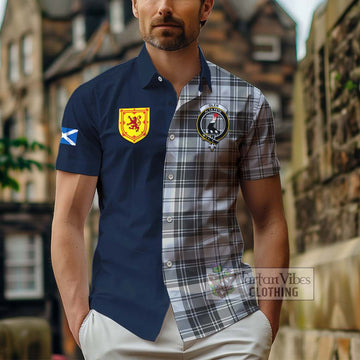 Tartan Vibes Clothing Glen Tartan Short Sleeve Button Shirt with Scottish Lion Royal Arm Half Style