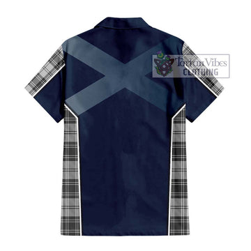 Glen Tartan Short Sleeve Button Shirt with Family Crest and Lion Rampant Vibes Sport Style - Tartan Vibes Clothing