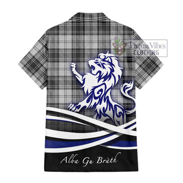 Glen Tartan Short Sleeve Button Shirt with Alba Gu Brath Regal Lion Emblem - Tartanvibesclothing Shop