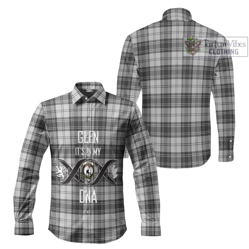 Glen Tartan Long Sleeve Button Shirt with Family Crest DNA In Me Style Men's Shirt - Tartanvibesclothing Shop