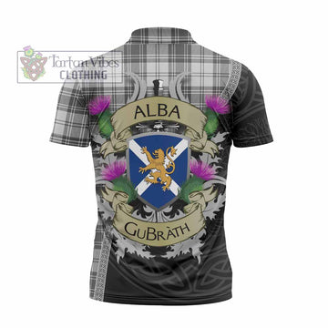 Glen Tartan Family Crest Zipper Polo Shirt Lion Rampant Royal Thistle Shield Celtic Inspired