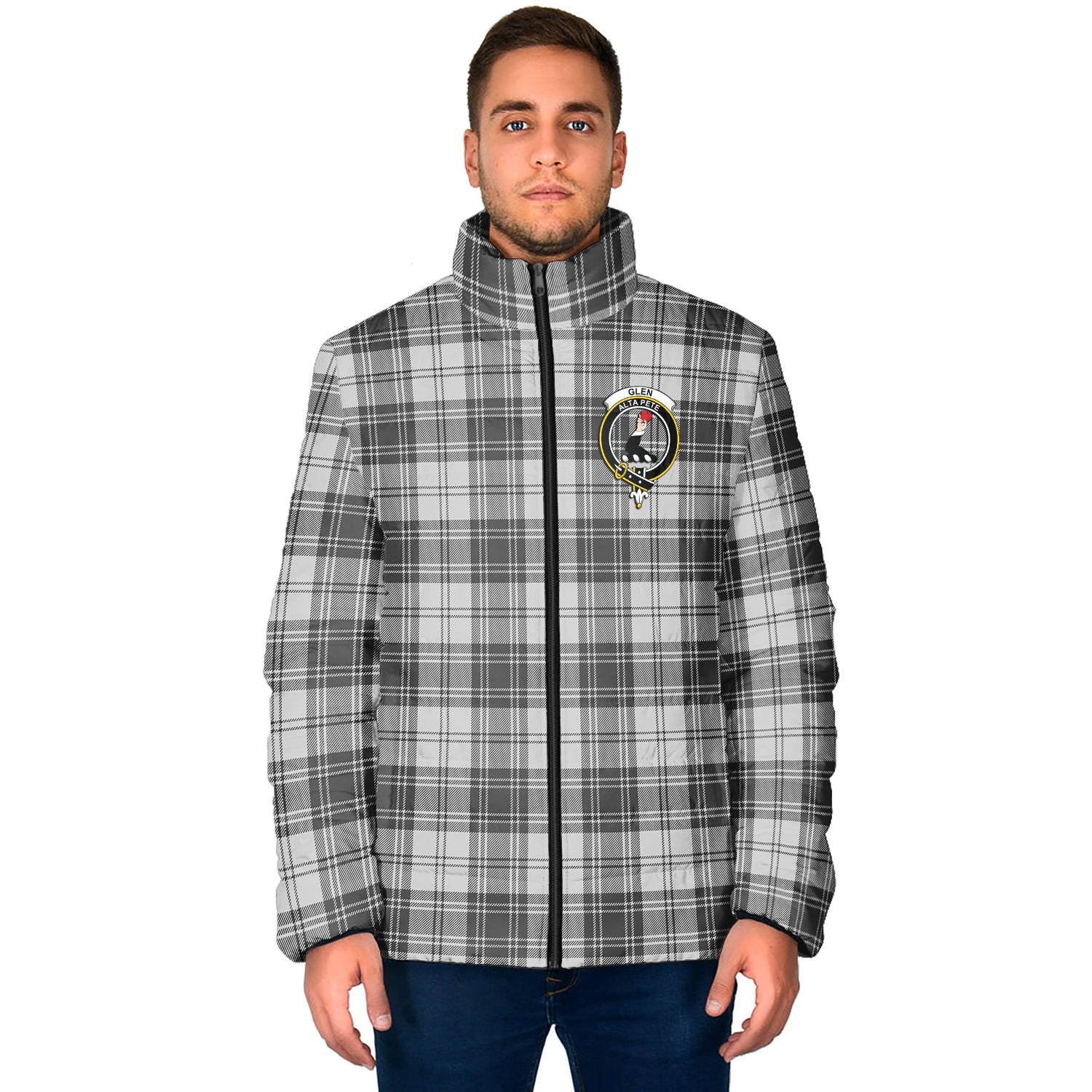 Glen Tartan Padded Jacket with Family Crest - Tartan Vibes Clothing