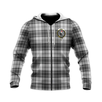 Glen Tartan Knitted Hoodie with Family Crest