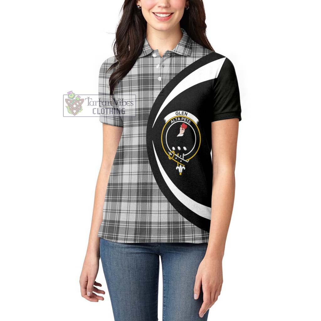 Glen Tartan Women's Polo Shirt with Family Crest Circle Style - Tartan Vibes Clothing