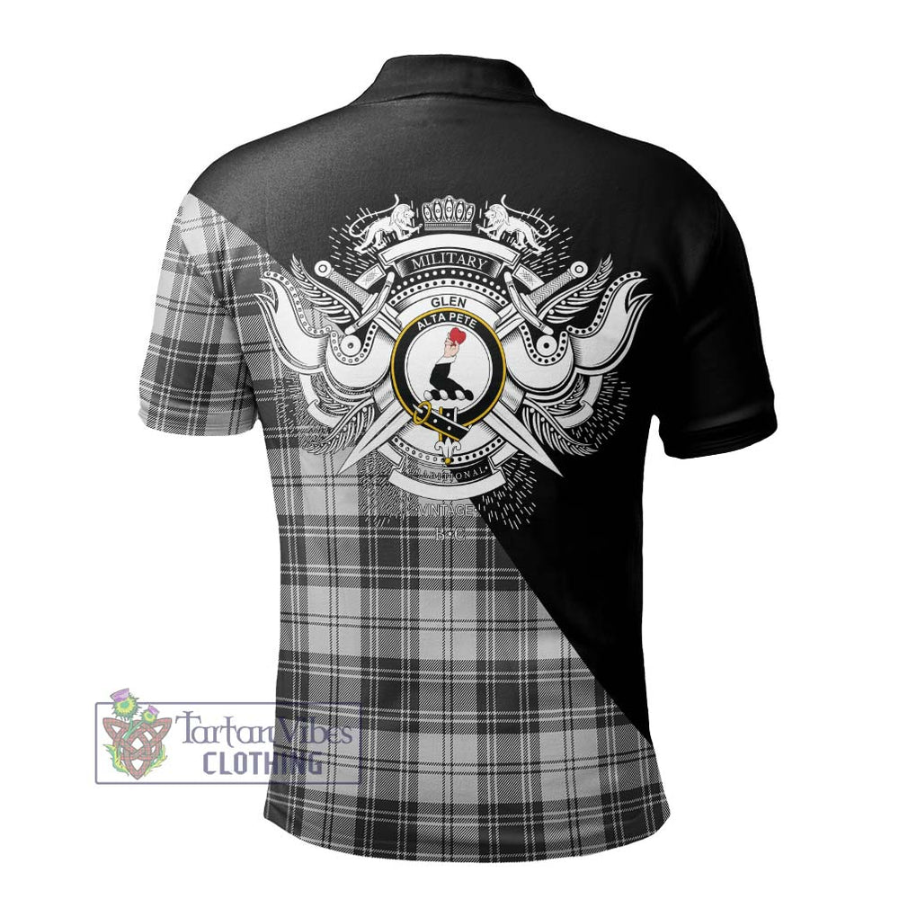 Glen Tartan Polo Shirt with Family Crest and Military Logo Style - Tartanvibesclothing Shop
