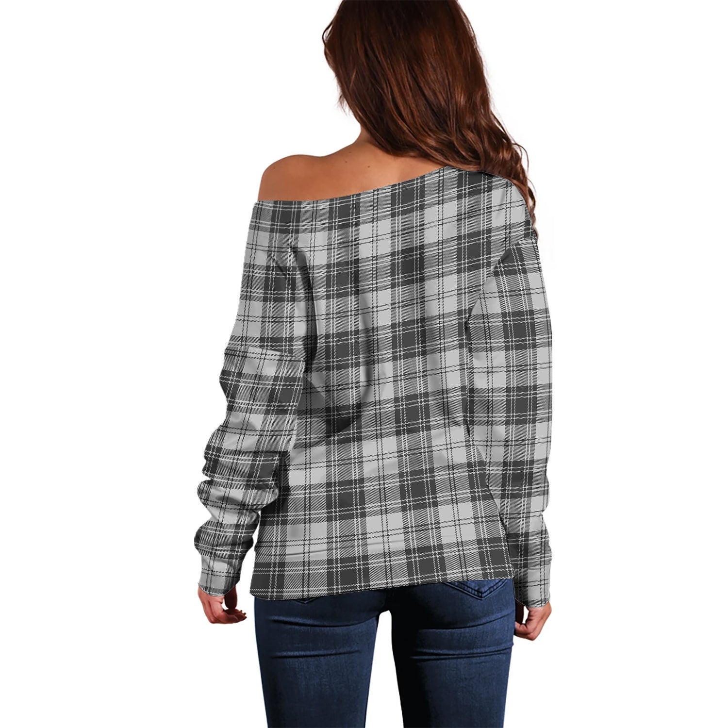 Glen Tartan Off Shoulder Women Sweater - Tartanvibesclothing