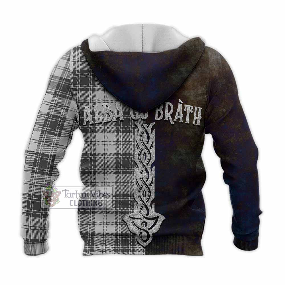 Tartan Vibes Clothing Glen Tartan Family Crest Knitted Hoodie Alba Gu Brath Be Brave Lion Ancient Style