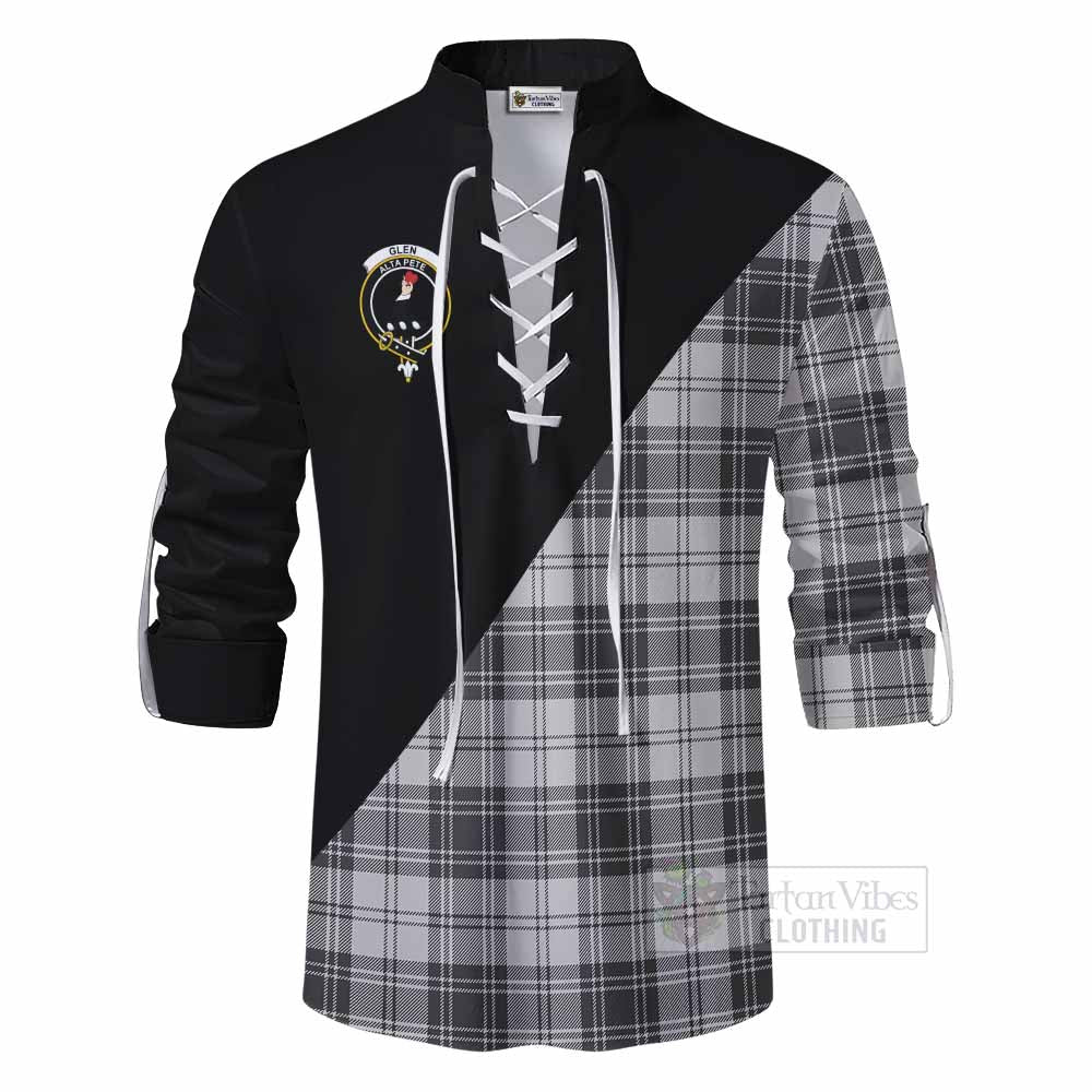 Tartan Vibes Clothing Glen Tartan Ghillie Kilt Shirt with Family Crest and Military Logo Style