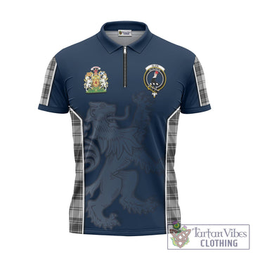 Glen Tartan Zipper Polo Shirt with Family Crest and Lion Rampant Vibes Sport Style