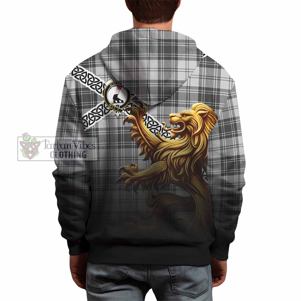 Tartan Vibes Clothing Glen Crest Tartan Hoodie with Golden Lion Emblem Celtic Style