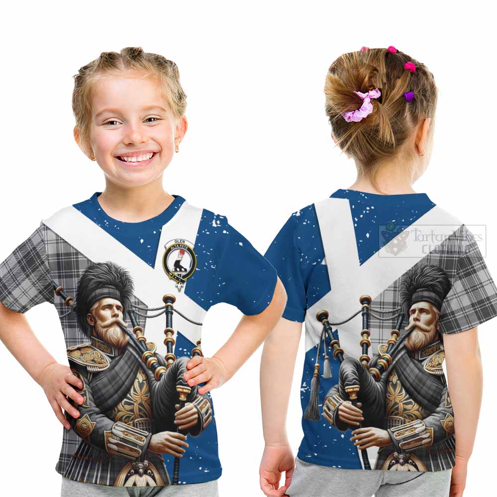 Tartan Vibes Clothing Glen Tartan Kid T-Shirt with Family Crest Scottish Bagpiper Vibes