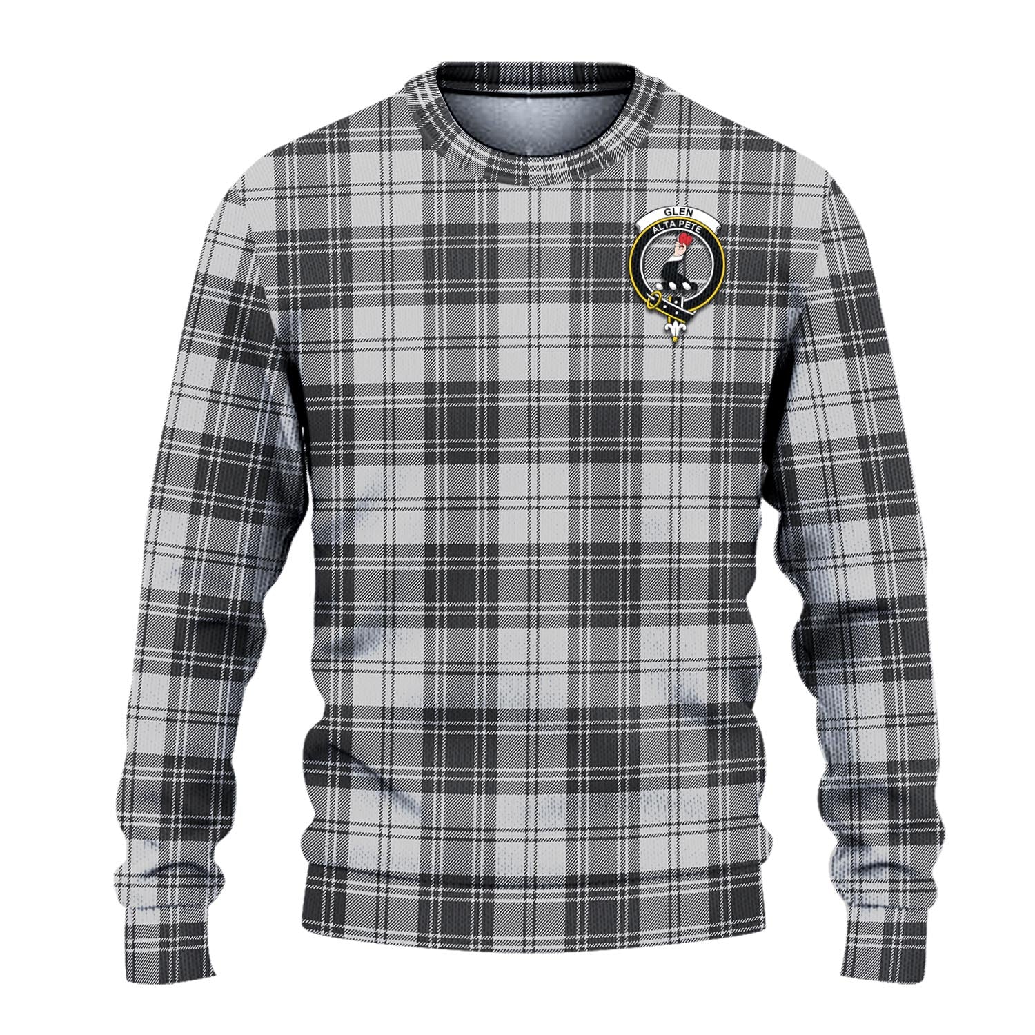 Glen Tartan Knitted Sweater with Family Crest - Tartanvibesclothing
