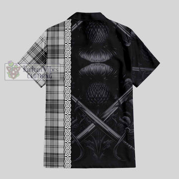 Tartan Vibes Clothing Glen Tartan Short Sleeve Button Shirt with Family Crest Cross Sword Thistle Celtic Vibes
