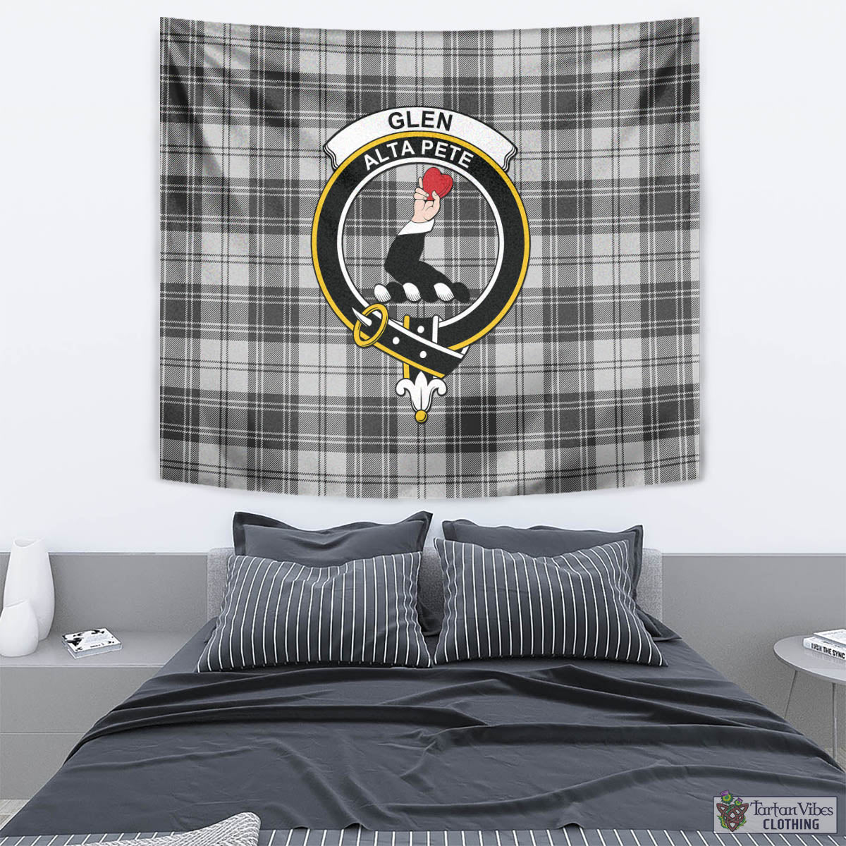 Tartan Vibes Clothing Glen Tartan Tapestry Wall Hanging and Home Decor for Room with Family Crest