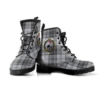 Glen Tartan Leather Boots with Family Crest