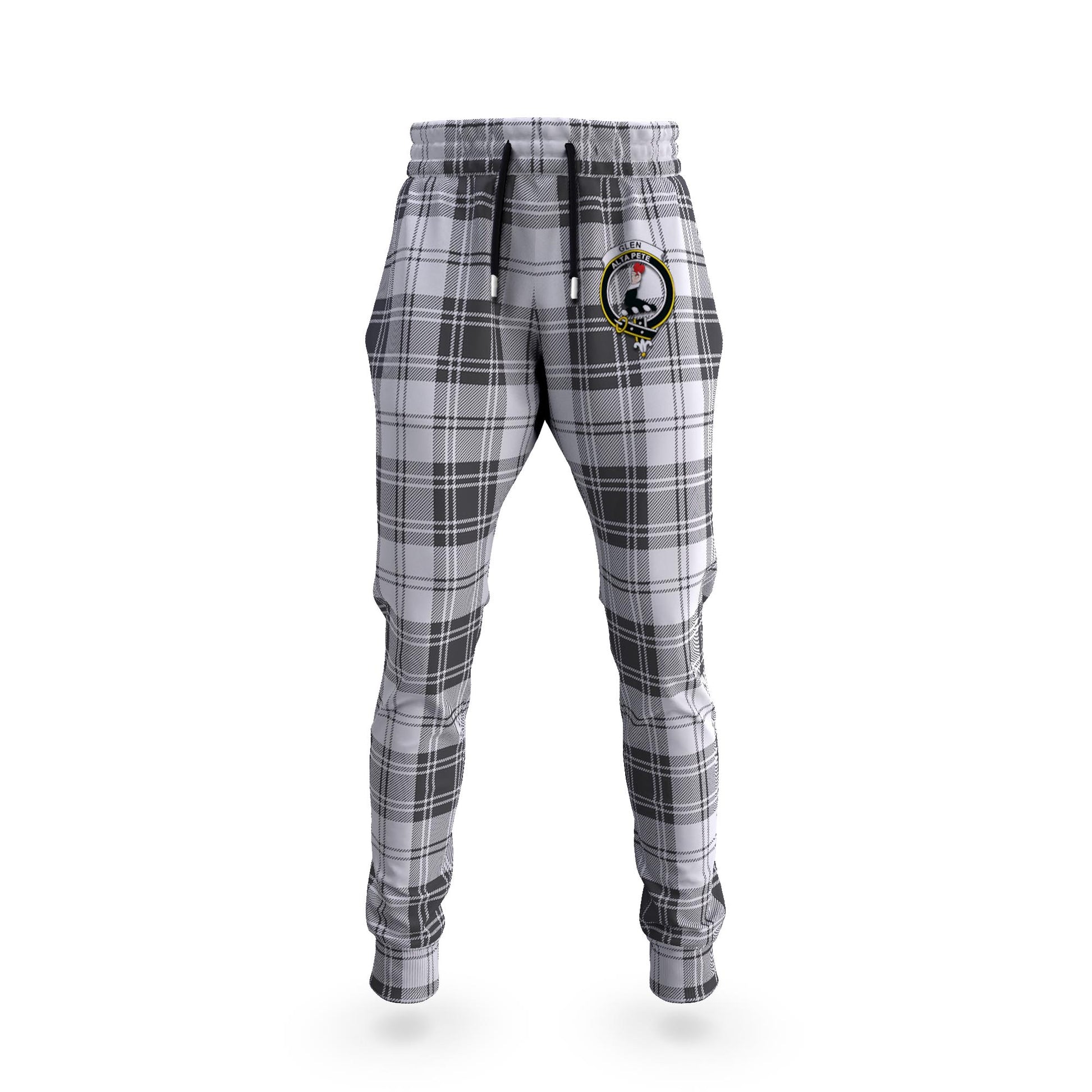 Glen Tartan Joggers Pants with Family Crest 5XL - Tartan Vibes Clothing